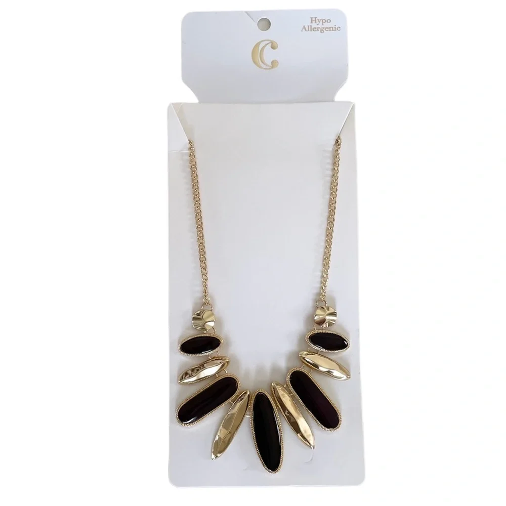 Charming Charlie Dark Purple & Gold-Tone Stone Necklace NWT - Picture 13 of 13
